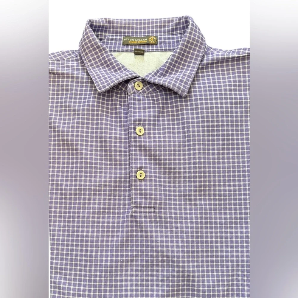 Peter Millar NORTHWOOD CLUB Embroidered Geometric SUMMER COMFORT L Golf Polo